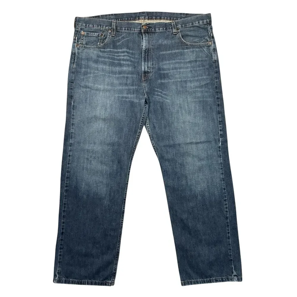 Levi's 569 Loose Straight Fit Medium Dark Wash Denim Low Rise Jeans Mens 42 32
